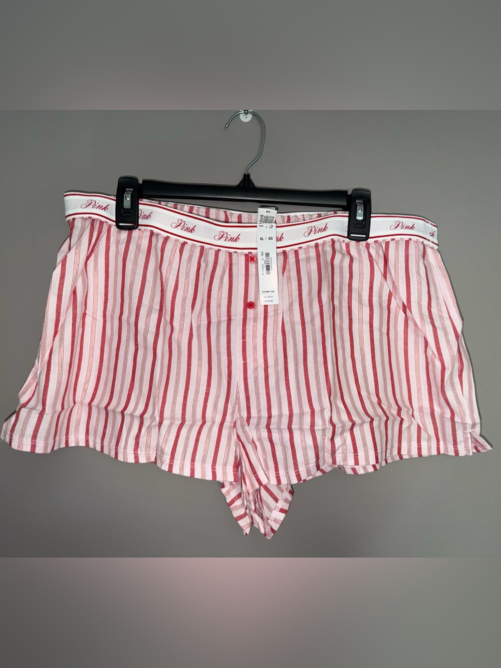 Victoria's Secret PINK Red and White Striped Cotton Sleep Shorts